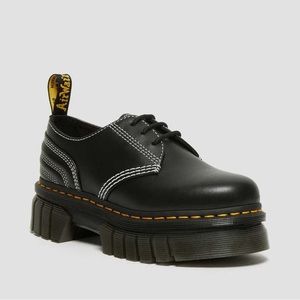 Dr. Martens Audrick White Stitch Leather Platform Shoes